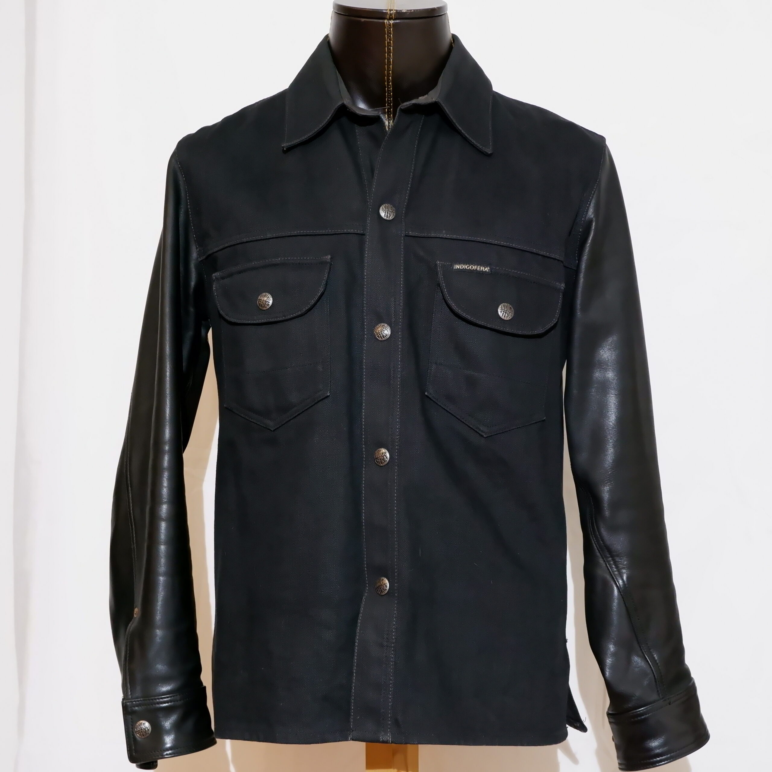 INDIGOFERA FARGO Shirt Gunpowder with Leather Sleeves – The LOWDOWN
